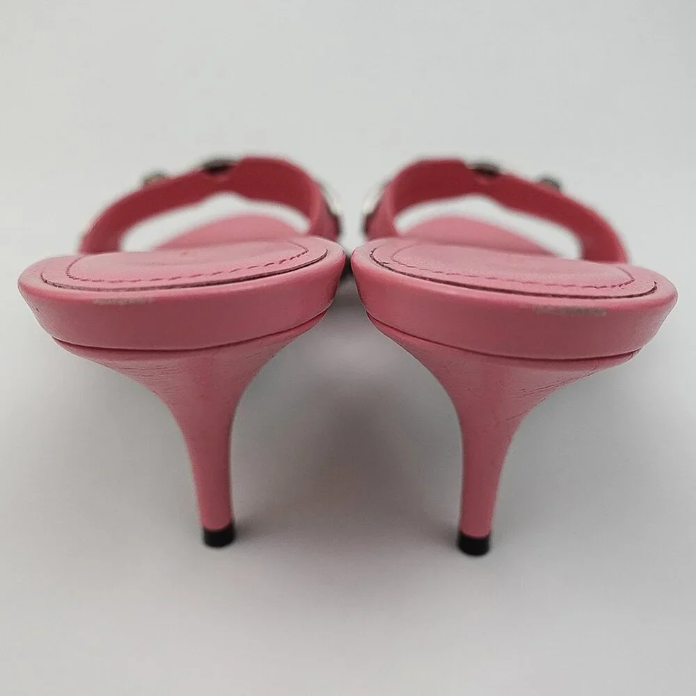 Balenciaga Sweet Pink Silver Detail Le Cagole Kitten Heel Sandals - EU 39/US 8 - Picture 8 of 11